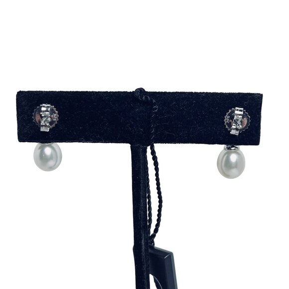 Honora Sterling Silver Freshwater Pearls And Amethyst Rhinestone Earrings (5978) - Picture 5 of 7